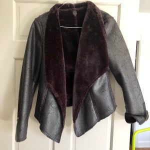 Sanctuary brown leather shearling jacket